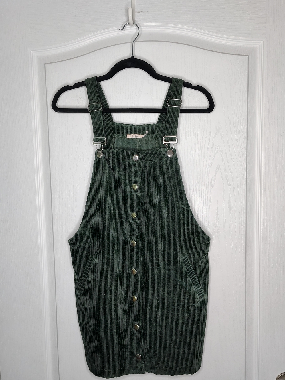 Mi Ami Corduroy Button-Front Green Overall Dress